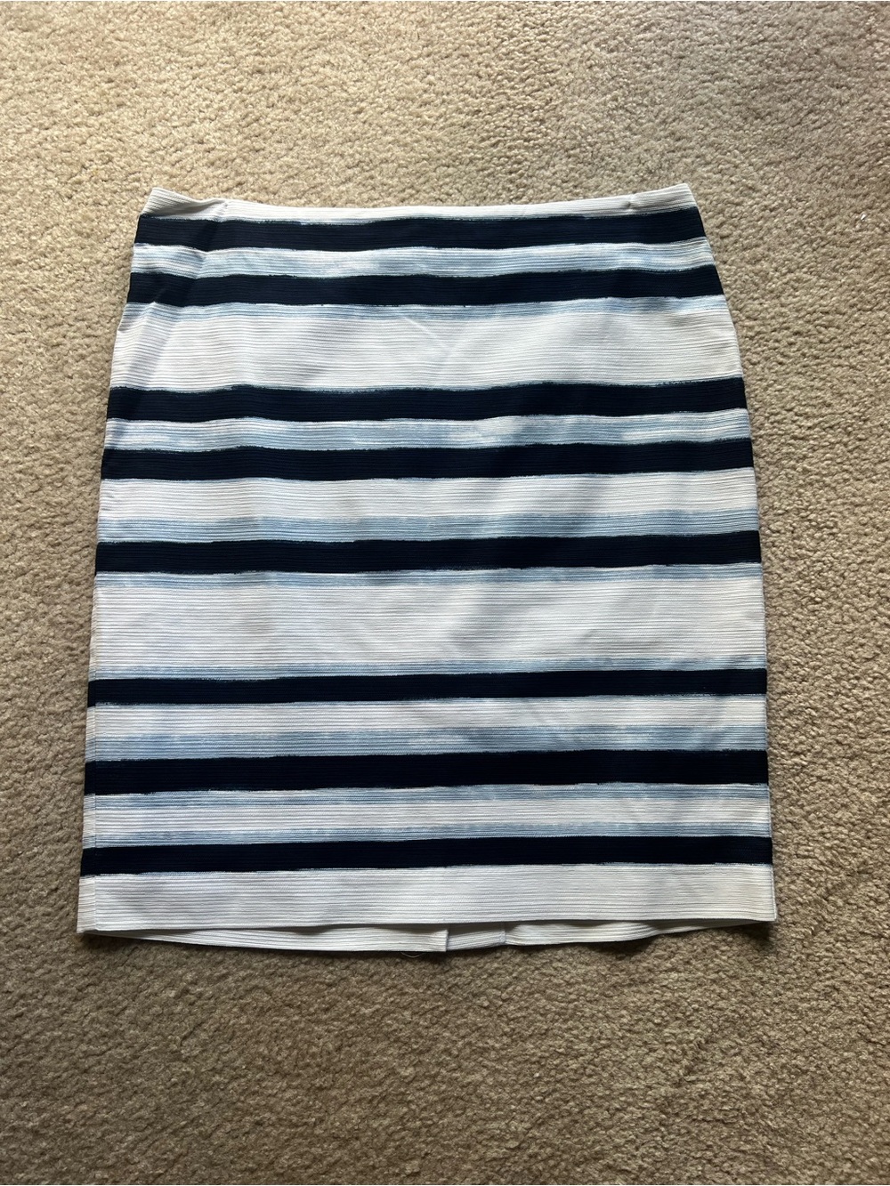 Ann Taylor Navy and White Striped Pencil Skirt - Size 14